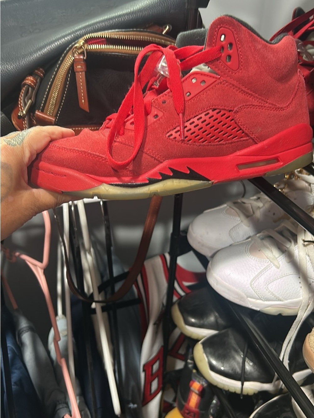 Jordan retro 5’s “red suede”